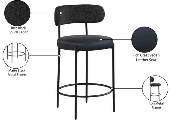 Beacon Vegan Leather And Boucle Fabric Upholstered Bar / Counter Stools