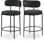 Beacon Vegan Leather And Boucle Fabric Upholstered Bar / Counter Stools