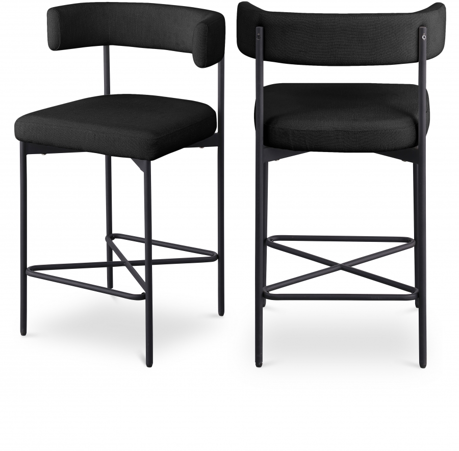 Rivage Linen Textured Fabric Upholstered Bar / Counter Stools