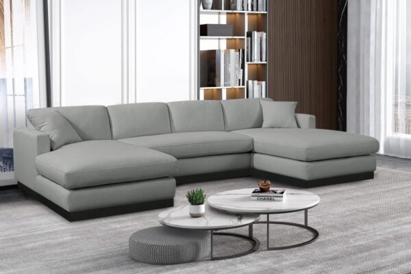 Johanna 127" Linen Textured Fabric Upholstered Sectional