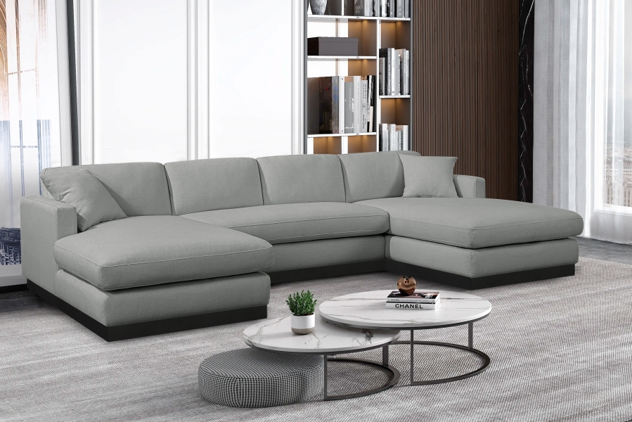 Johanna 127" Linen Textured Fabric Upholstered Sectional