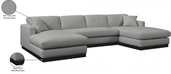Johanna 127" Linen Textured Fabric Upholstered Sectional