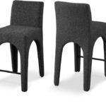 Gramercy Linen Textured Fabric Upholstered Bar / Counter Stools