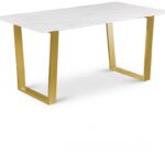 Cameron 64" Marble Veneer Top And Steel Base Dining Table