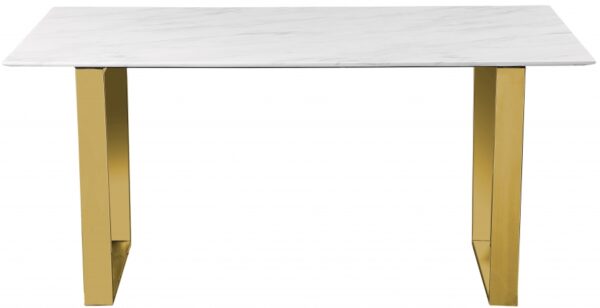 Cameron 64" Marble Veneer Top And Steel Base Dining Table