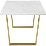 Cameron 64" Marble Veneer Top And Steel Base Dining Table