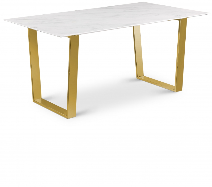 Cameron 64" Marble Veneer Top And Steel Base Dining Table