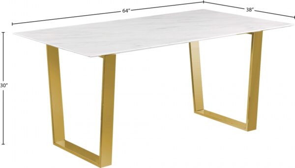 Cameron 64" Marble Veneer Top And Steel Base Dining Table