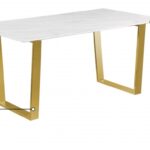 Cameron 64" Marble Veneer Top And Steel Base Dining Table