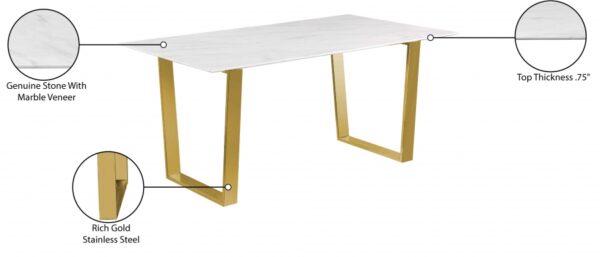 Cameron 64" Marble Veneer Top And Steel Base Dining Table