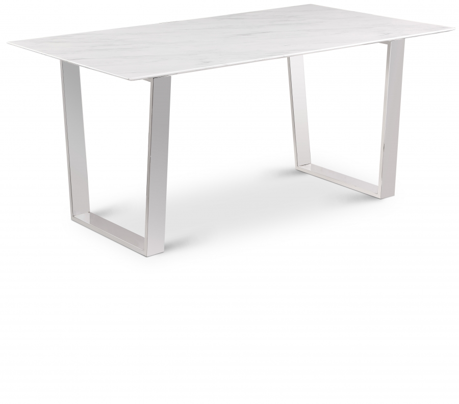 Cameron 64" Marble Veneer Top And Steel Base Dining Table