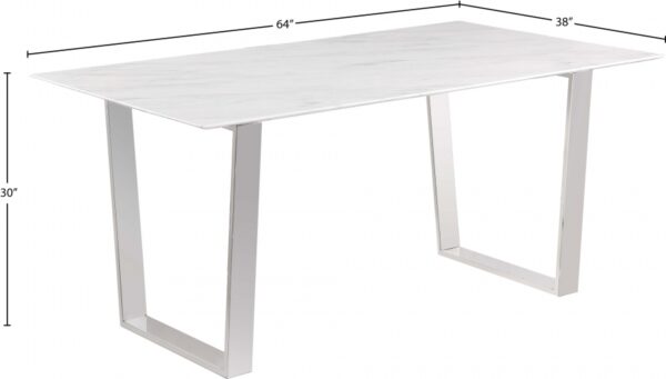 Cameron 64" Marble Veneer Top And Steel Base Dining Table