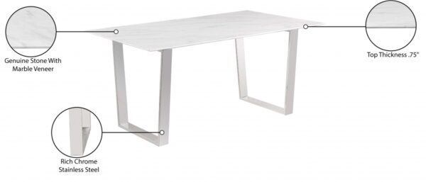 Cameron 64" Marble Veneer Top And Steel Base Dining Table