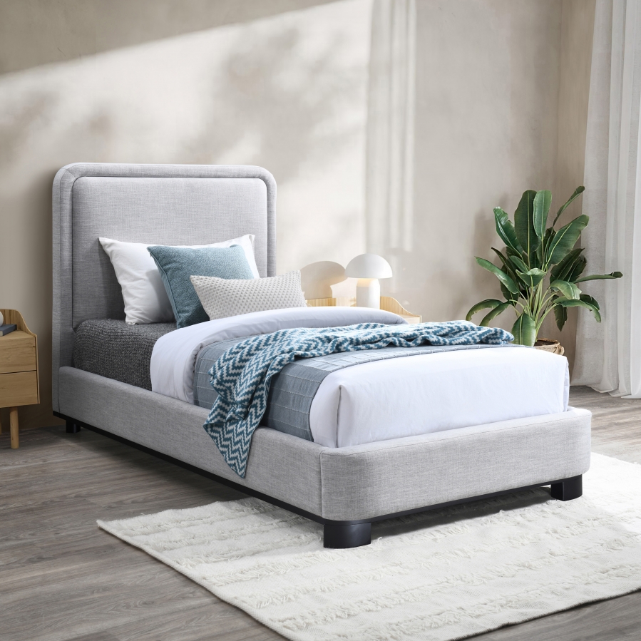 Nolita Linen Textured Fabric Upholstered Twin Bed