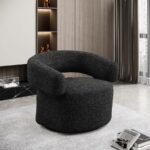 Niya Linen Textured Fabric Upholstered Swivel Accent Chair