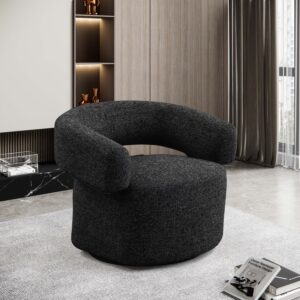 Niya Linen Textured Fabric Upholstered Swivel Accent Chair