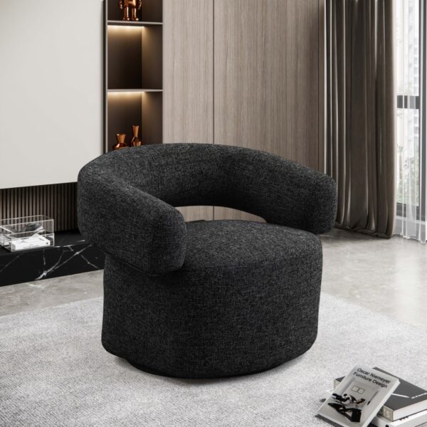 Niya Linen Textured Fabric Upholstered Swivel Accent Chair