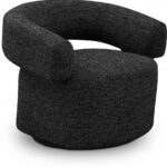 Niya Linen Textured Fabric Upholstered Swivel Accent Chair