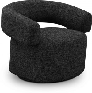 Niya Linen Textured Fabric Upholstered Swivel Accent Chair