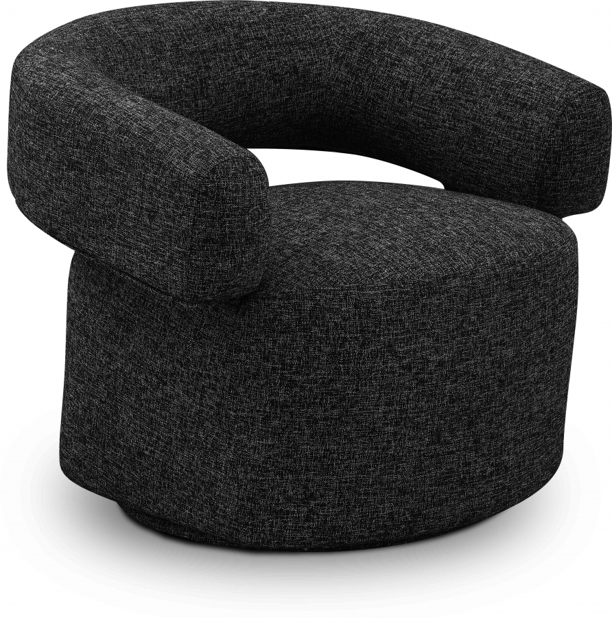 Niya Linen Textured Fabric Upholstered Swivel Accent Chair