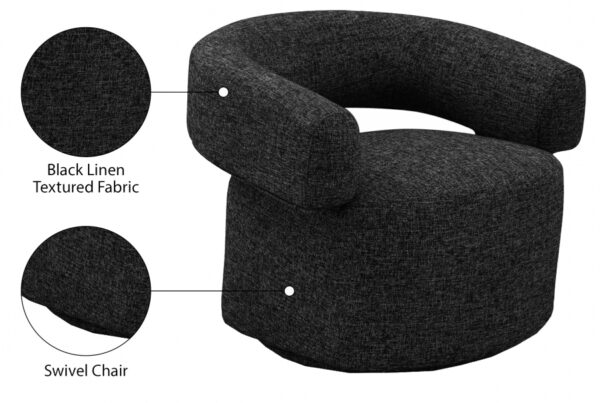 Niya Linen Textured Fabric Upholstered Swivel Accent Chair