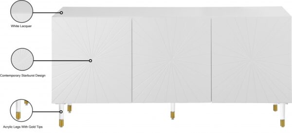 Starburst Lacquer Finish And Acrylic Sideboard / Buffet