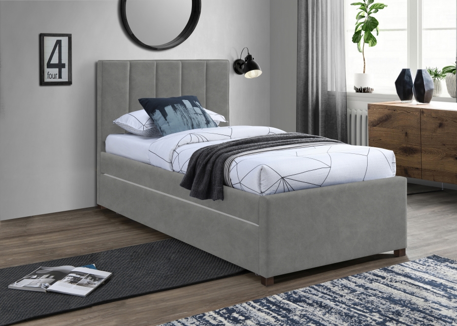 Hudson Vegan Leather Upholstered Twin Trundle Bed