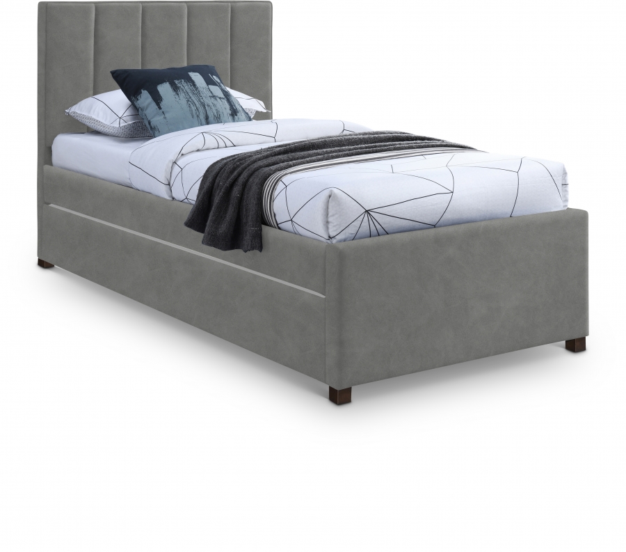 Hudson Vegan Leather Upholstered Twin Trundle Bed