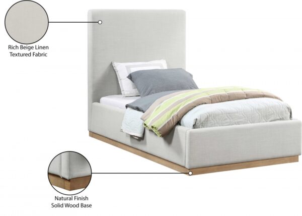 Alfie Linen Textured Fabric Upholstered Twin Bed