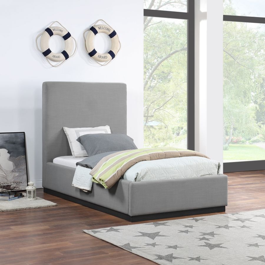 Alfie Linen Textured Fabric Upholstered Twin Bed