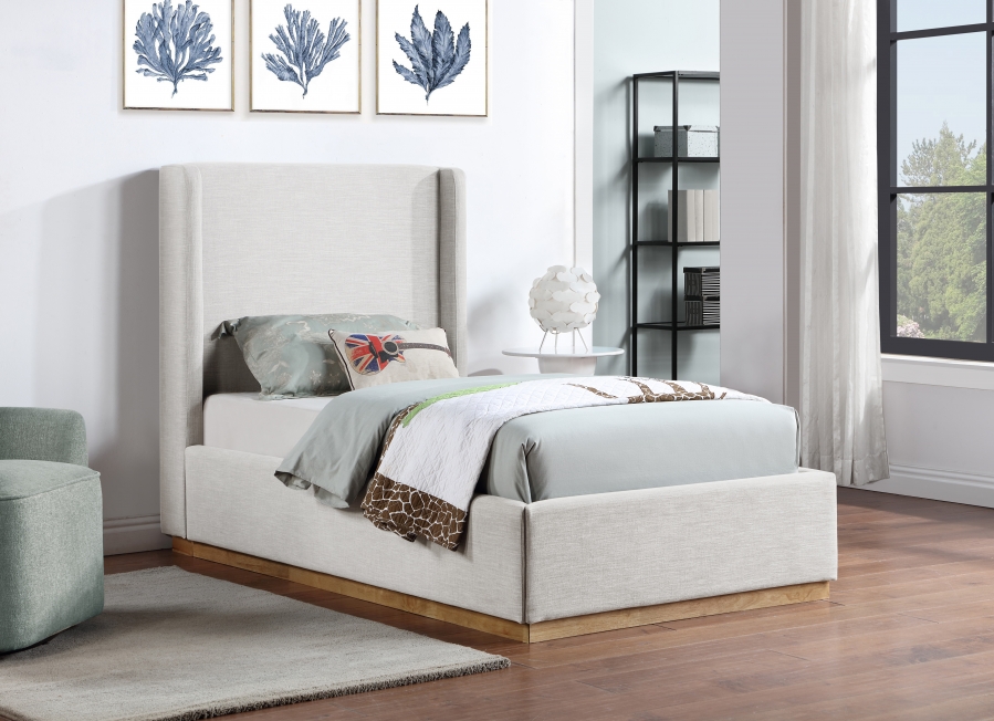 Flynn Linen Textured Fabric Upholstered Bed