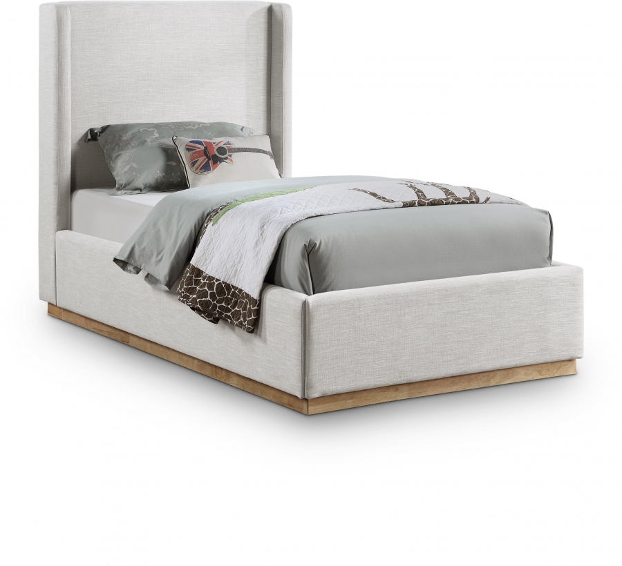 Flynn Linen Textured Fabric Upholstered Bed