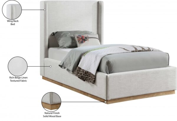 Flynn Linen Textured Fabric Upholstered Bed
