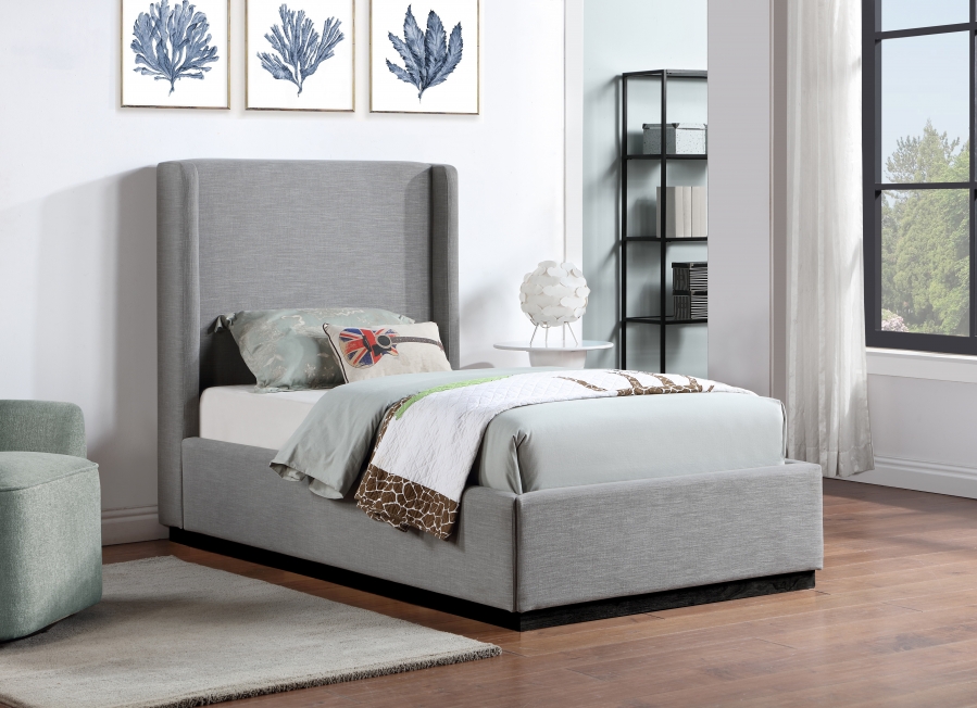 Flynn Linen Textured Fabric Upholstered Bed