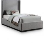 Flynn Linen Textured Fabric Upholstered Twin Bed