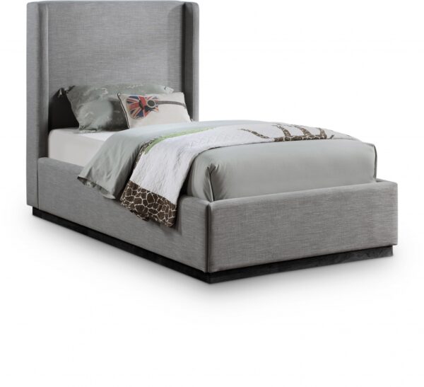 Flynn Linen Textured Fabric Upholstered Twin Bed