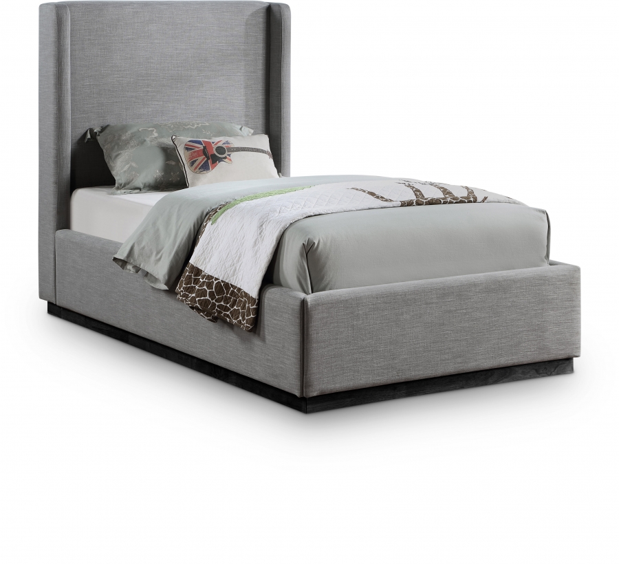 Flynn Linen Textured Fabric Upholstered Bed