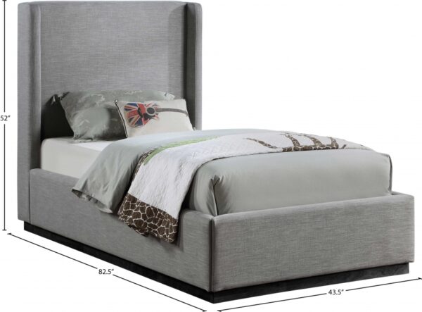 Flynn Linen Textured Fabric Upholstered Twin Bed