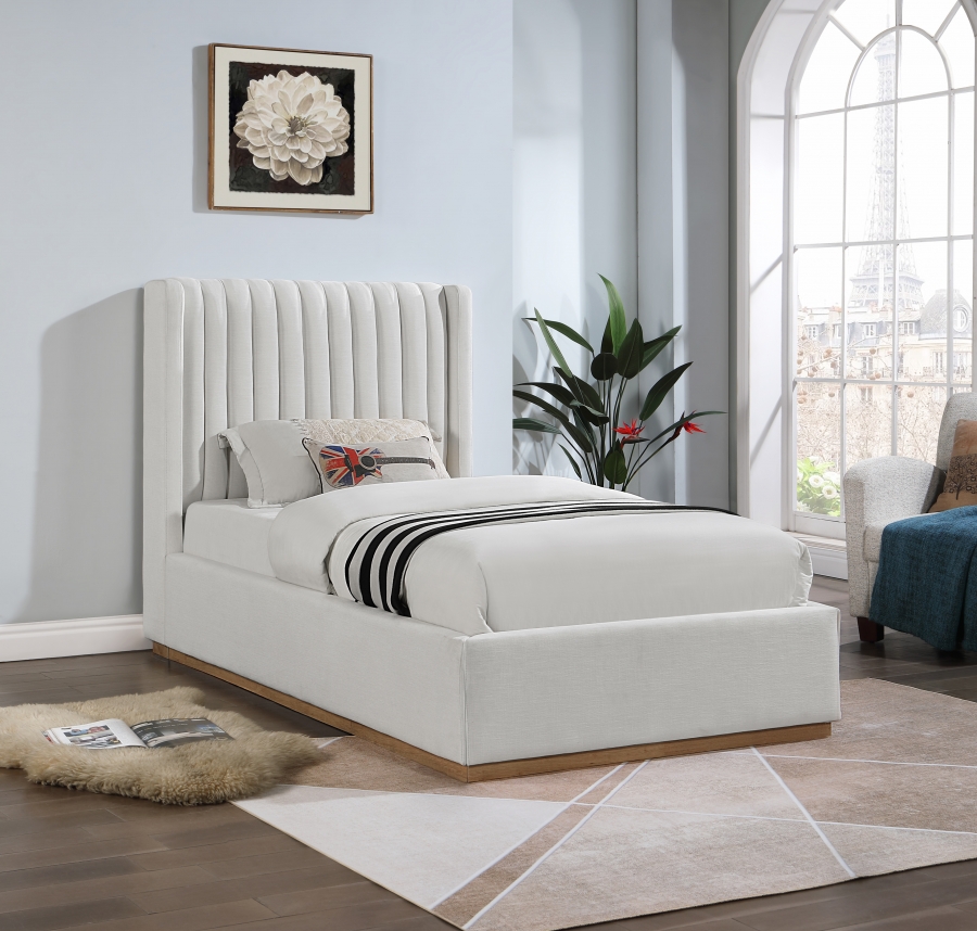 Logan Linen Textured Fabric Upholstered Twin Bed
