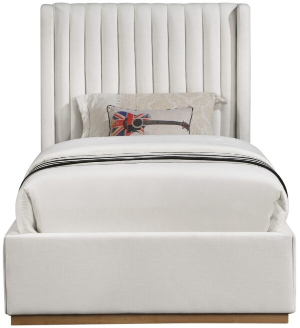 Logan Linen Textured Fabric Upholstered Twin Bed