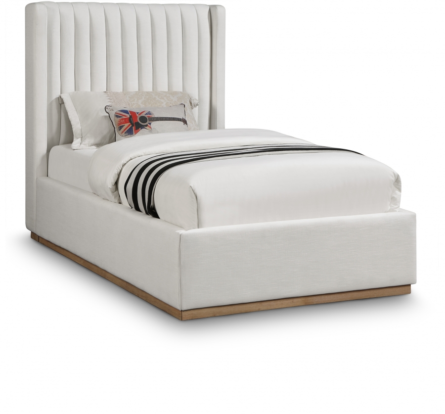 Logan Linen Textured Fabric Upholstered Twin Bed