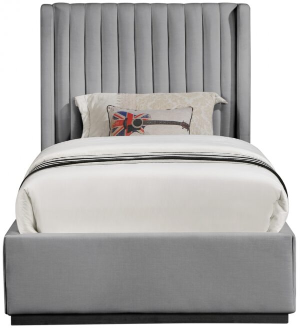 Logan Linen Textured Fabric Upholstered Twin Bed