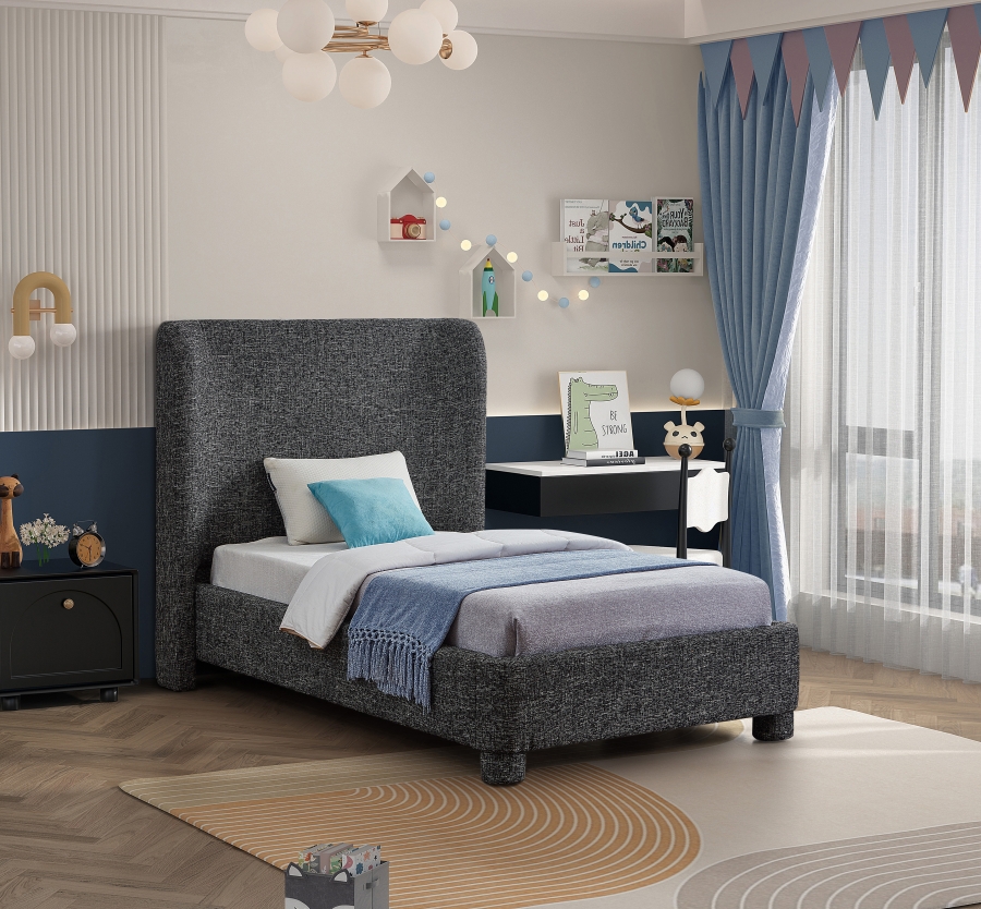 Penny Linen Textured Fabric Upholstered Twin Bed