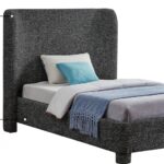 Penny Linen Textured Fabric Upholstered Twin Bed