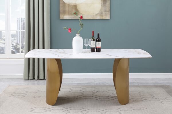 Niya 71" Sintered Stone Top And Steel Base Dining Table