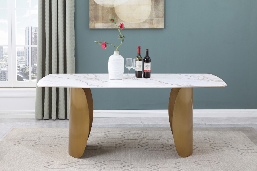 Niya 71" Sintered Stone Top And Steel Base Dining Table