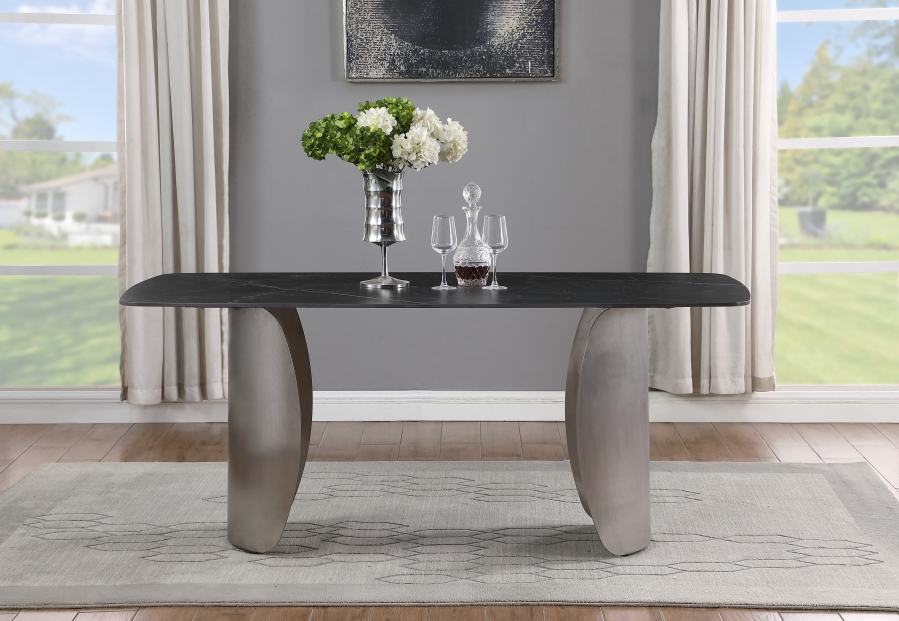 Niya 71" Sintered Stone Top And Steel Base Dining Table