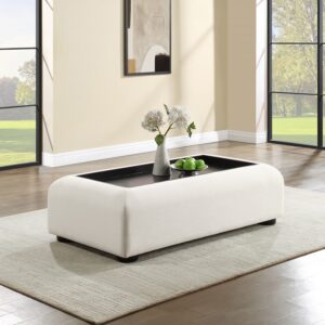 Diana Linen Textured Fabric And Wood Coffee Table