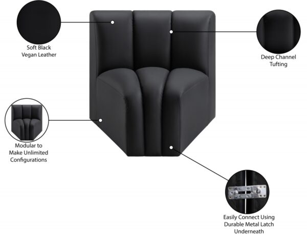 Arc Vegan Leather Upholstered Curved Corner Modular Chair
