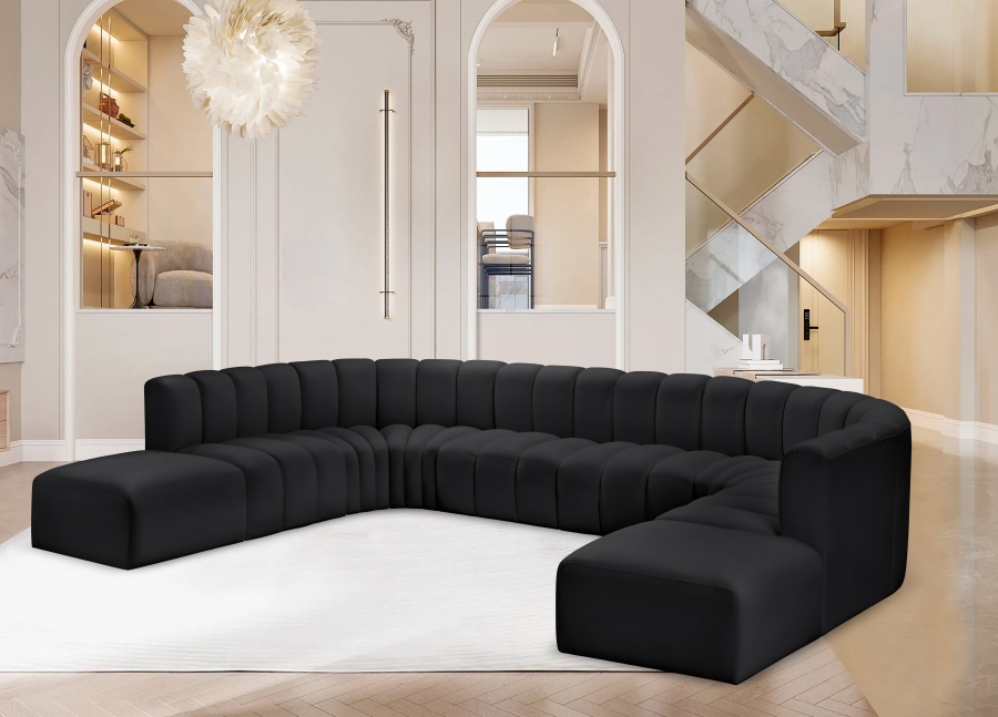 Arc 161" Vegan Leather Upholstered 10pc. Modular Sectional
